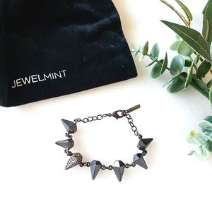 Jewelmint Raven Bracelet Hematite Spikes Rhinestones Matte Black
